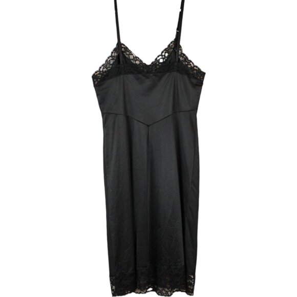Vintage Vanity Fair Black Slip Size 36 Nylon Lace Bodice Trim Adjustable SP74 - Picture 7 of 10